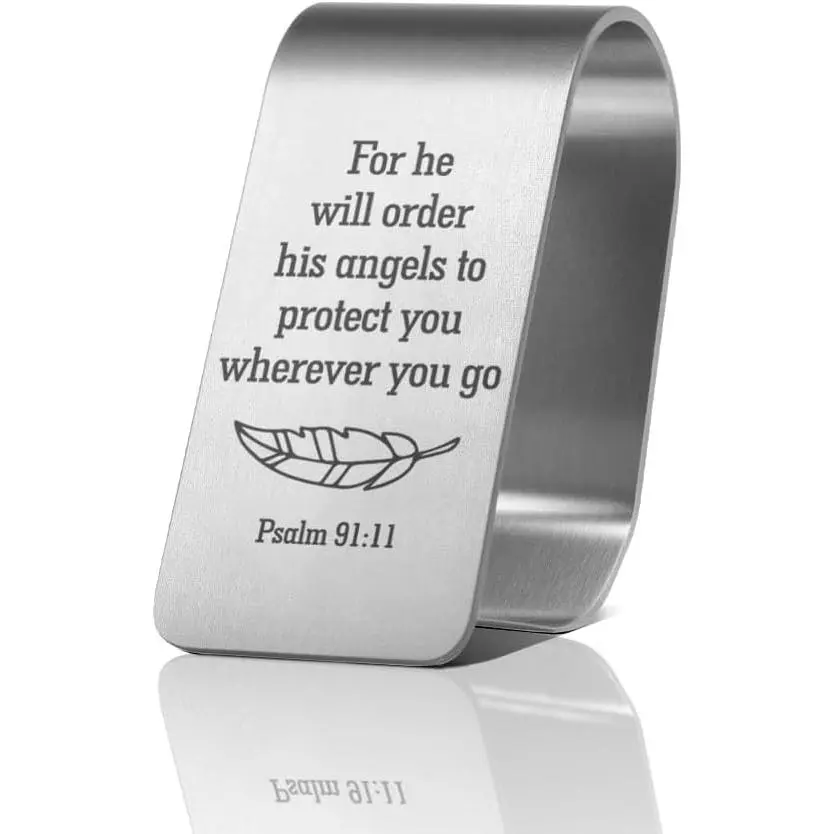 Psalm 91:11  Visor Clip, Guardian Angel Visor Clip for Men Women | For He Will Order His Angels to Protect You Engraved Stainless Steel  Visor Clip, Funny Religious Catholic Gifts for Men