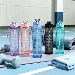 Large 800ML Straw Water Bottle with Carry Strap, Leakproof Portable Travel Cup, Reusable Drinking Tumbler for Kids & Adults, Ideal for School, Office, Outdoor, Party Gifts
