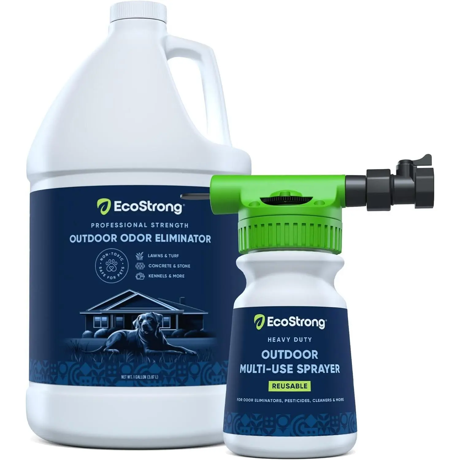 Outdoor Odor Eliminator Outside Dog Urine Enzyme Cleaner Powerful Pet Cat Animal Scent Deodorizer Professional Strength for Yard Turf Kennels Patios Decks (Gallon with Sprayer)