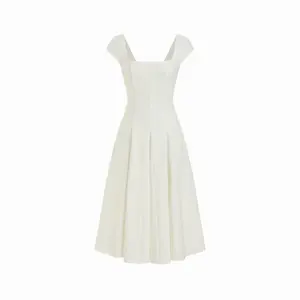 Cider Square Neck Short Sleeve Wrap A-line Maxi Dress Dealsforyou