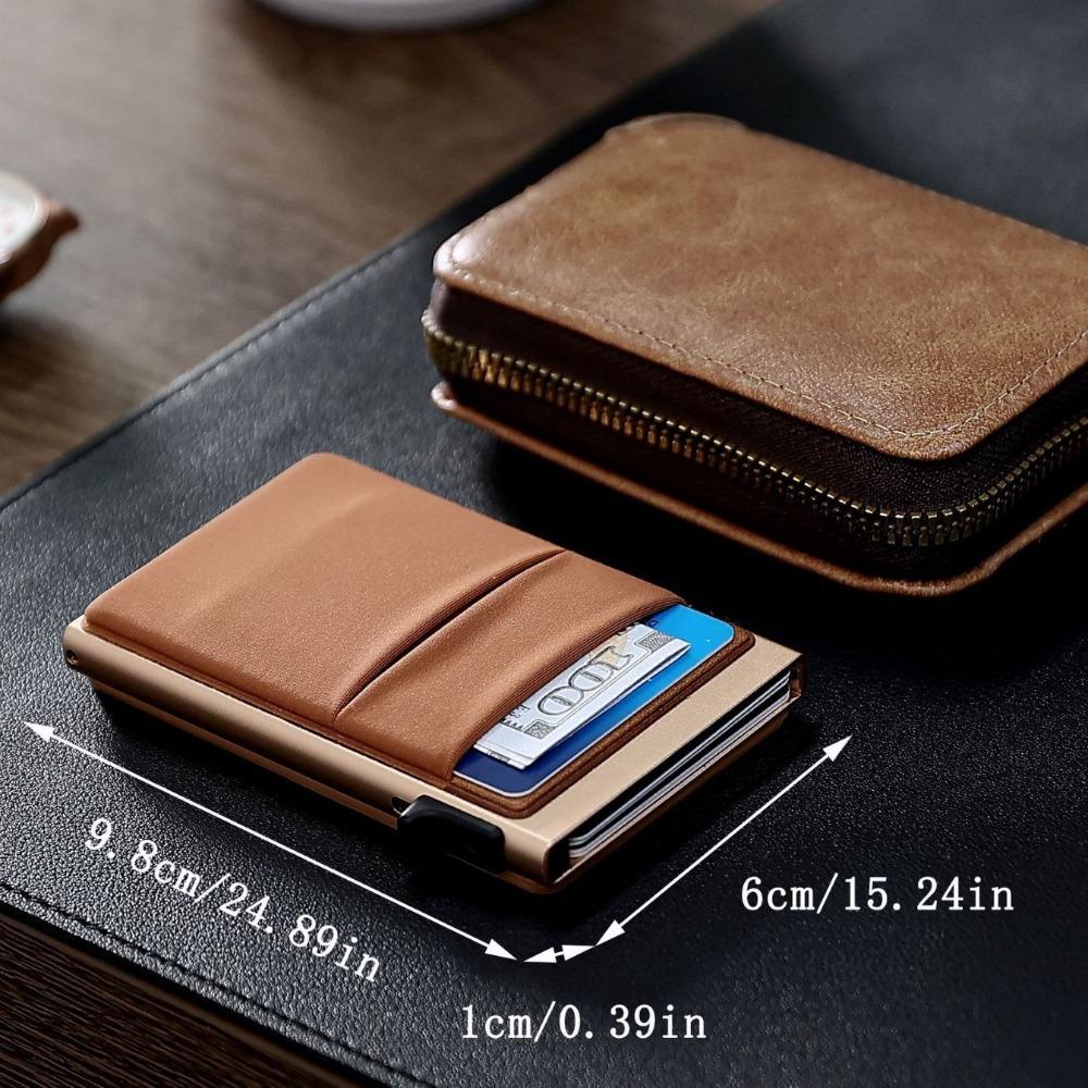 RFID Blocking Wallet Men Card Holder Slim Automatic Pop Up Large Capacity Detachable Magnetic Leather Wallet Phone Case