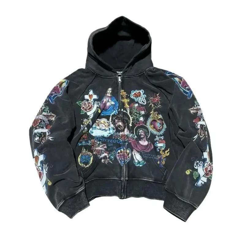 2026 Gothic Rock Letter Hoodie – Harajuku Retro Loose Sweatshirt for Couples hoodies  for  men