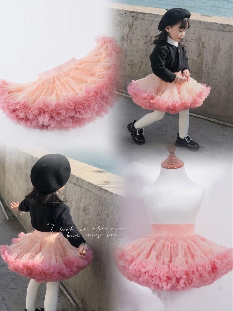 Girl's tutu dress large fluffy version bunny dress milky apricot tutu dress with shotr cream-colored ballet princess dress