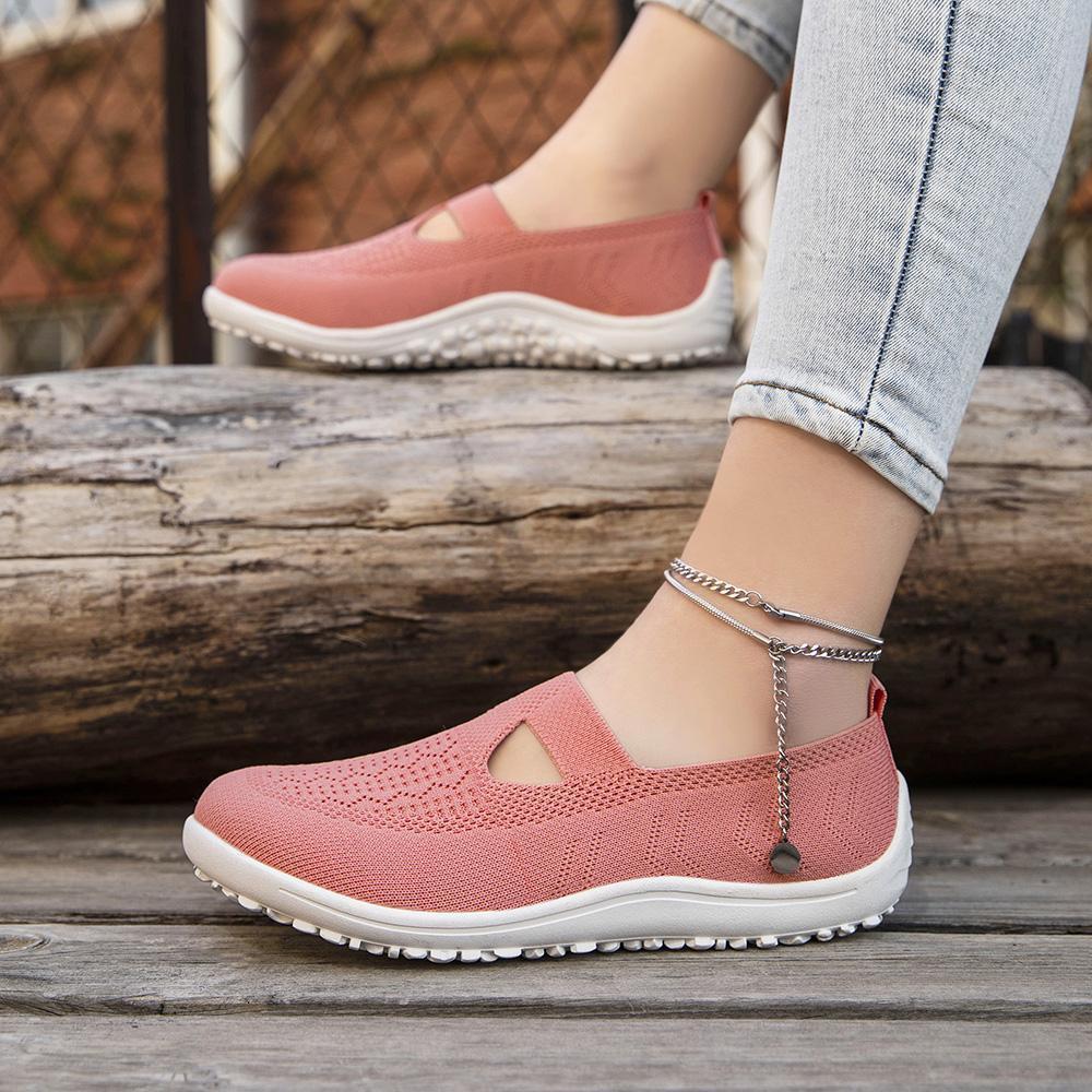 Ultra Light Women's Knit Slip On Flats Featuring Wide Toe Box Barefoot Design Zero Drop Sole and Breathable Material for Healthy Natural Foot Function