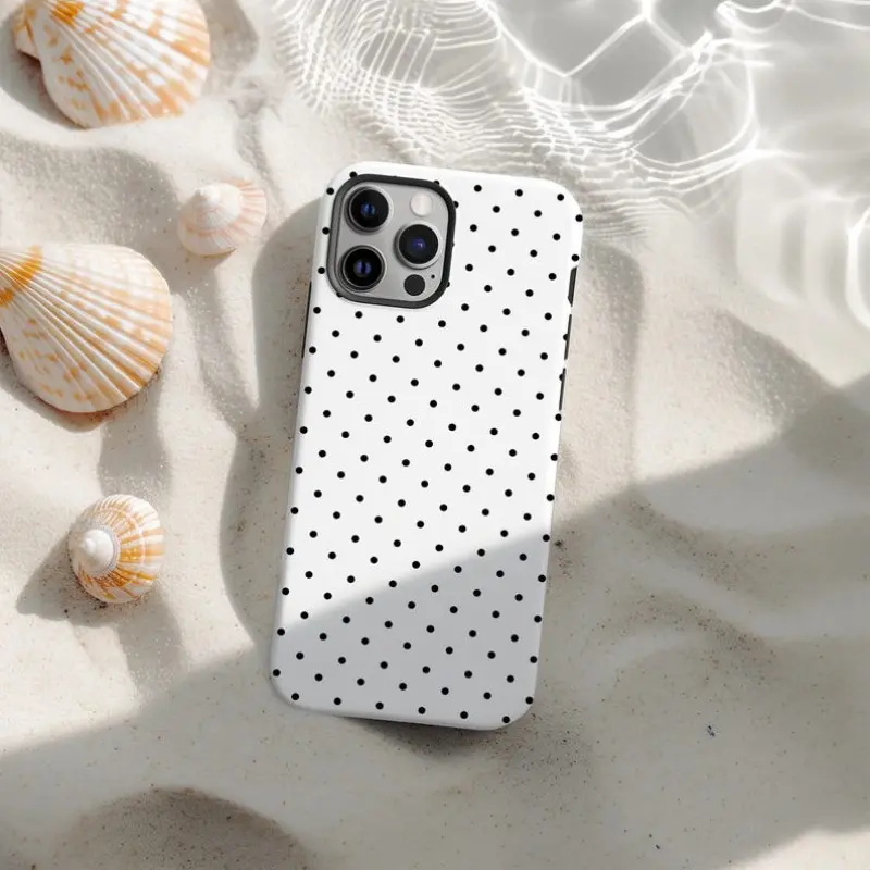 Y2K Style Polka Dot Pattern Phone Case, Stylish Phone Accessory, Decorative Smartphone Protector, Protective Shockproof Phone Cover, Protective Smartphone Casing, Compatible with iPhone 17 16 15 14 13 12 Pro Max Plus Samsung Galaxy S25 S24 S23 Ultra