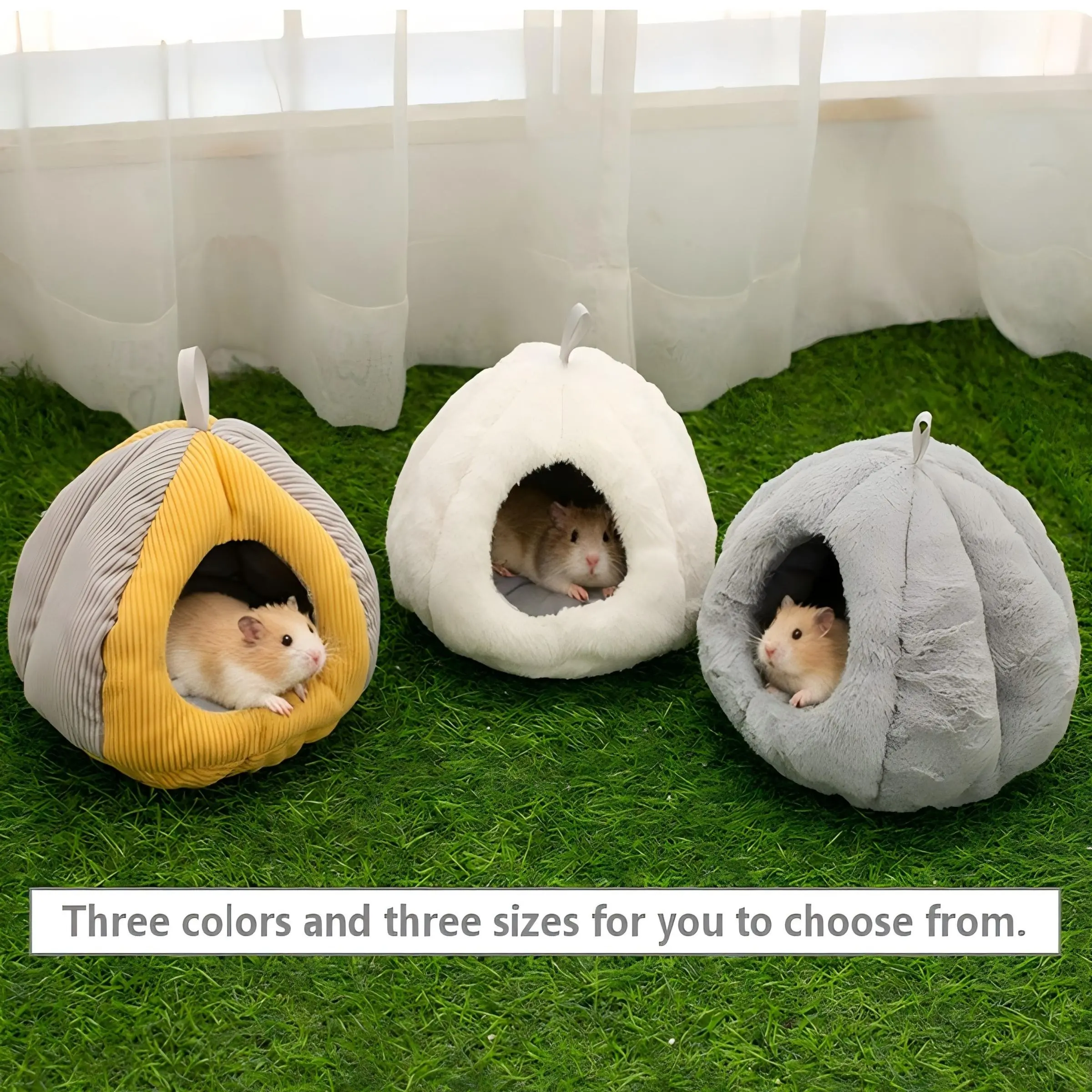 Thick Plush Soft Pumpkin Hamster Parrot Cotton Nest, 3D Memory Foam Non-Collapsing Full-Enclosure Small Pet Winter Warm Bed