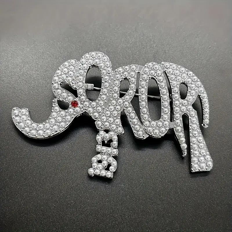 Beaded Elephant Brooch