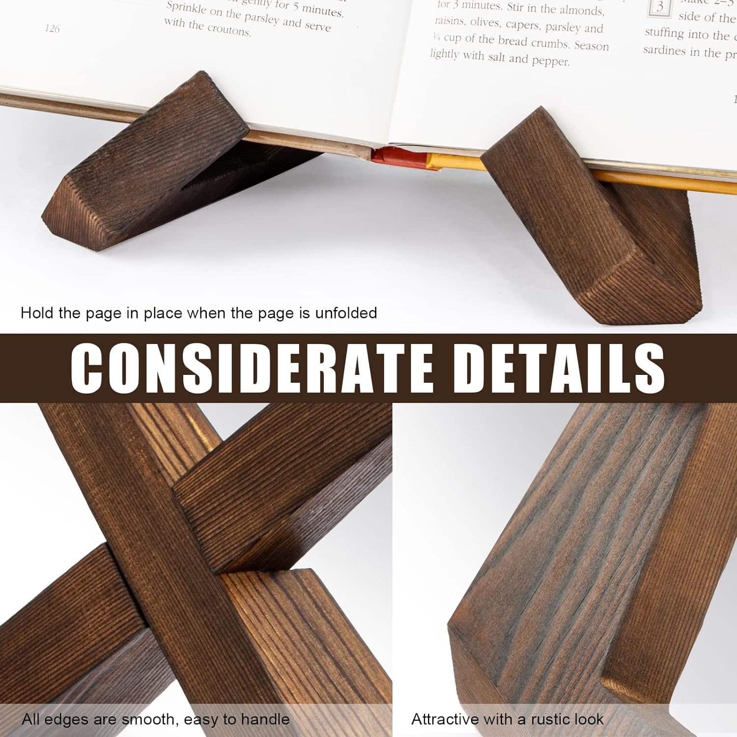 Wooden Cookbook Stand, Wooden Frame, 1 Count Kitchen Counter Recipe Bookshelf, Multifunctional Display Shelf for Kitchen Counter Decor, Holiday Gifts