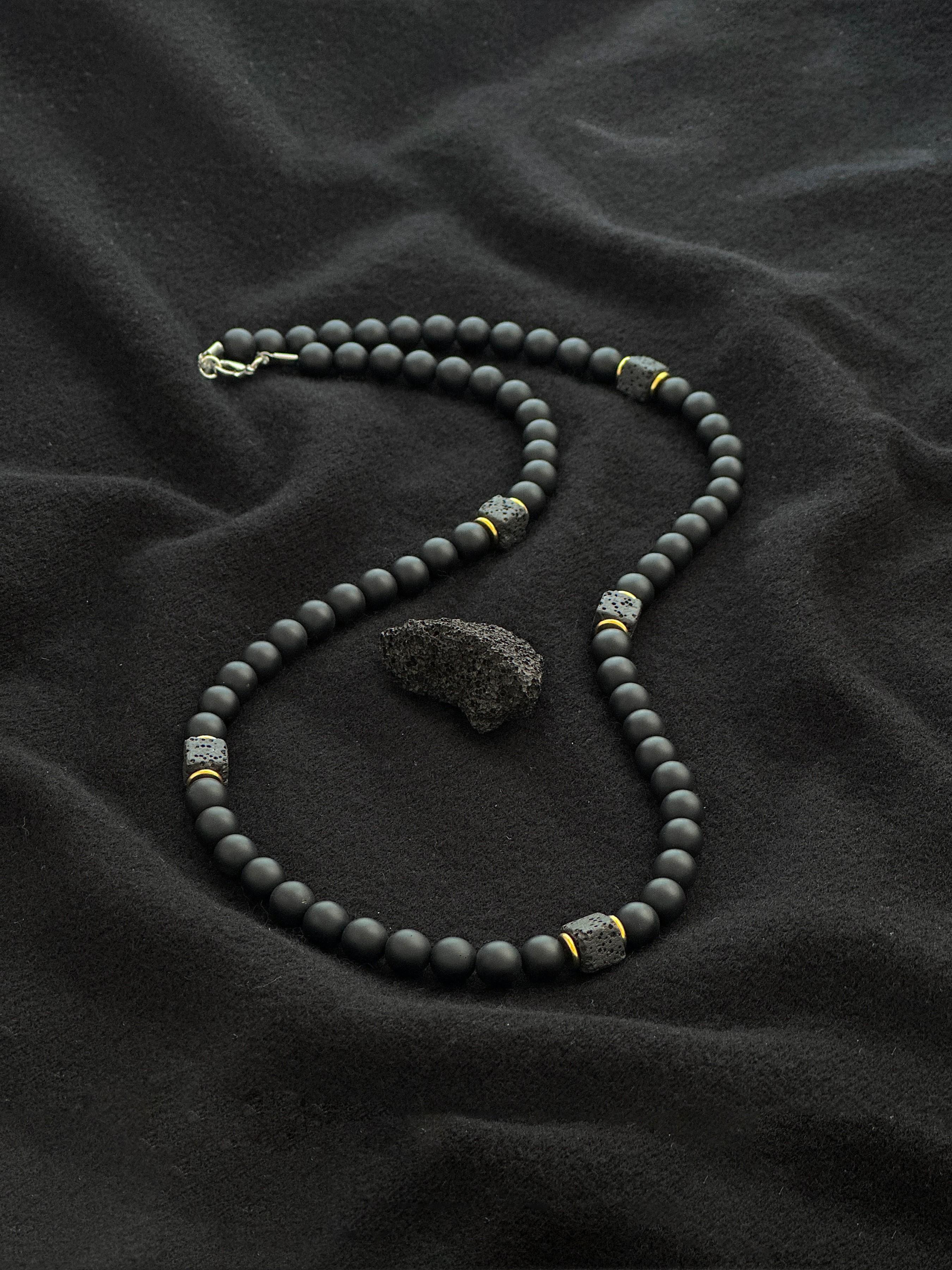 Men's Minimalist Stone Decor Necklace, Obsidian Necklace, Fashion Jewelry for Party, Daily Clothing Decor, Trendy All-match & Exquisite Jewelry for Birthday Gift