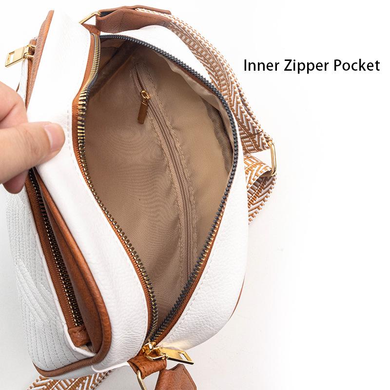 ZELORES  1Pc New Crossbody Bag Trend Joker Women's Shoulder Bag Small Square Bag Jacquard Shoulder Strap Sports Outdoor Traveling Bag Suitable For Daily Sports Travel At Work Christmas Thanksgiving Halloween. Leather Satchel Double Zipper Purse