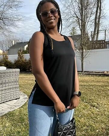 WIHOLL Summer Tank Tops for Women Square Neck Loose Fit Casual Fashion Flowy Sleeveless