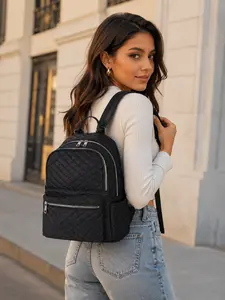 Large Capacity Quilted Backpack for Women, Lightweight Travel Daypack, Dual Layer Storage, Fashion Laptop Backpack, Stylish Casual Backpack