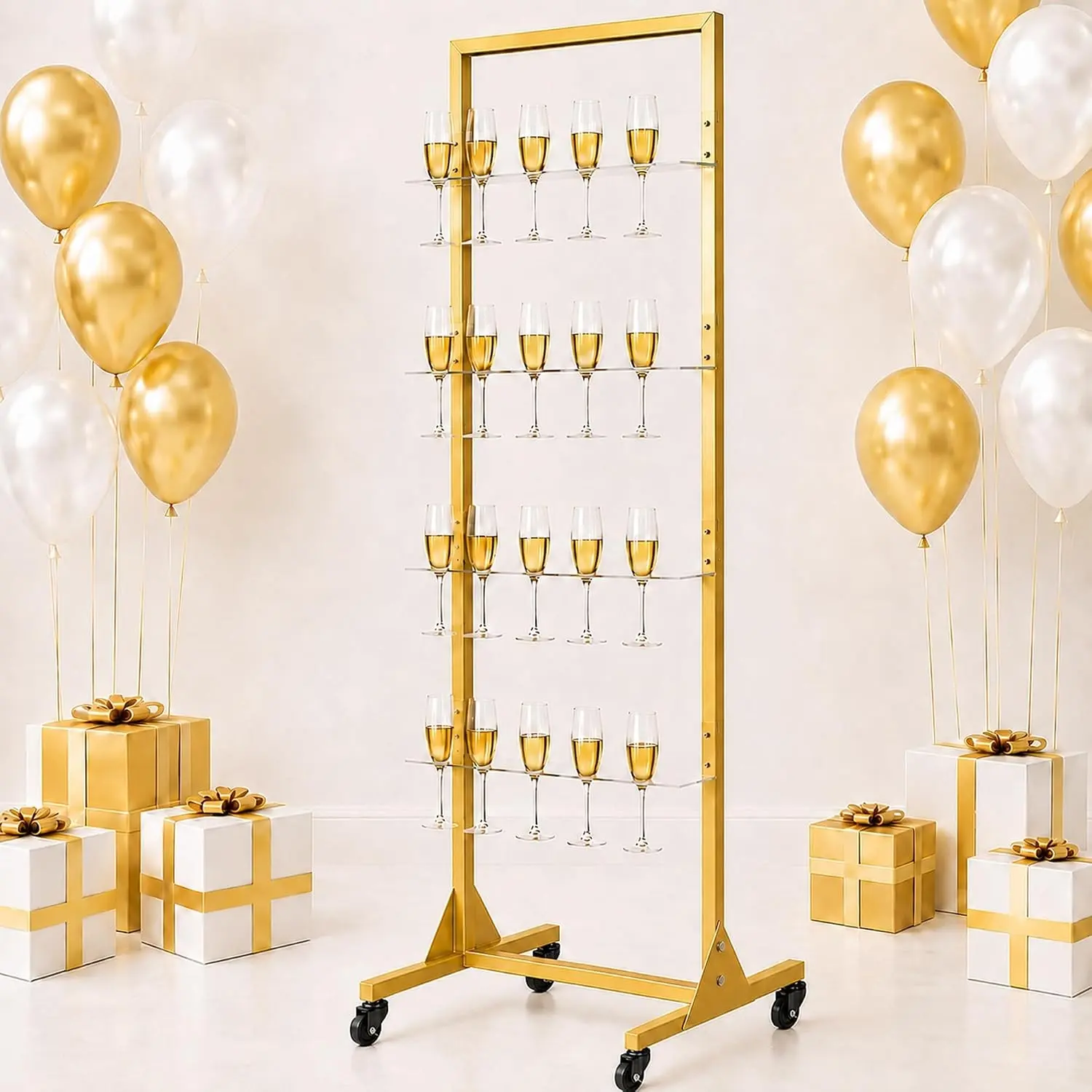Champagne Wall Holder, Champagne Tower, Wine Glass Stemware Rack, Metal Champagne Flutes Display Stand