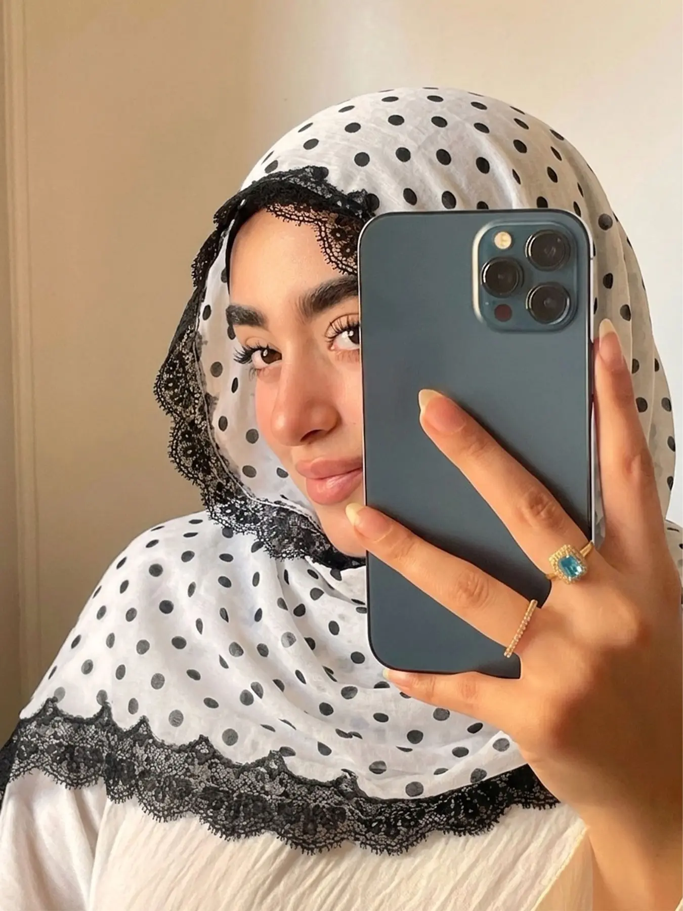 Women's Fashion Polka Dot Long Scarf, Summer Muslim Hijab Tudung, Classic Dot Pattern, Versatile Headscarf, Lightweight Luxury Shawl