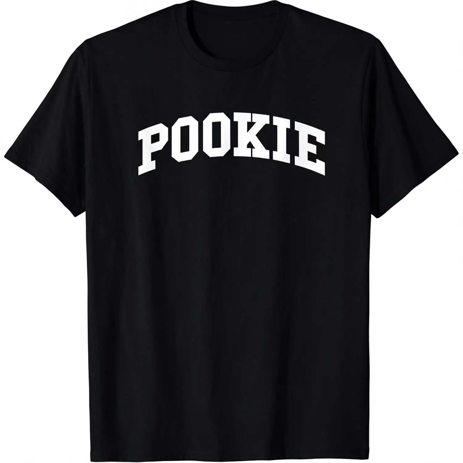 Menswear Preppy Unisex Pookie College Graphic Crew Neck Short Sleeve T-Shirt - 100% Soft Cotton Fitted Casual Top, All Seasons, Made in USA, Shortsleeve, Minimalist