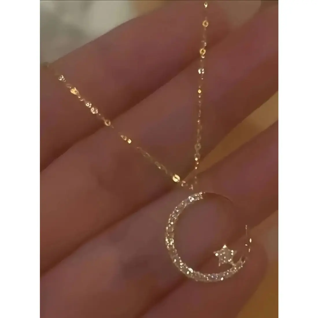 Women's Stainless Steel Star Moon Necklace - Dainty Celestial Pendant, Minimalist Layered Design, Elegant Fashion Accessory for Party, Everyday Wear, All Seasons Gift, One Size, Romantic Gifts For Her