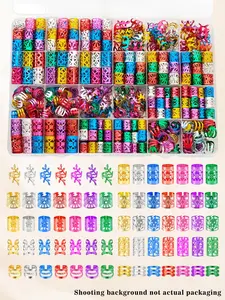 220pcs Vibrant Multi-Shape Openwork Hair Rings, Colorful Adjustable Hair Cuffs, Bohemian Hair Jewelry for Men & Women, Dreadlocks & Braids