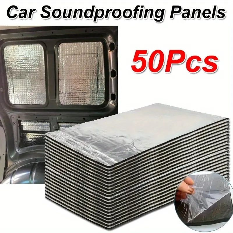 50pcs Car Soundproofing Pads, Automotive Interior Accessories, Heat Insulation Pads with Adhesive Backing, Used for Car Doors, Engine Compartment, And Roof, Car Soundproofing Material