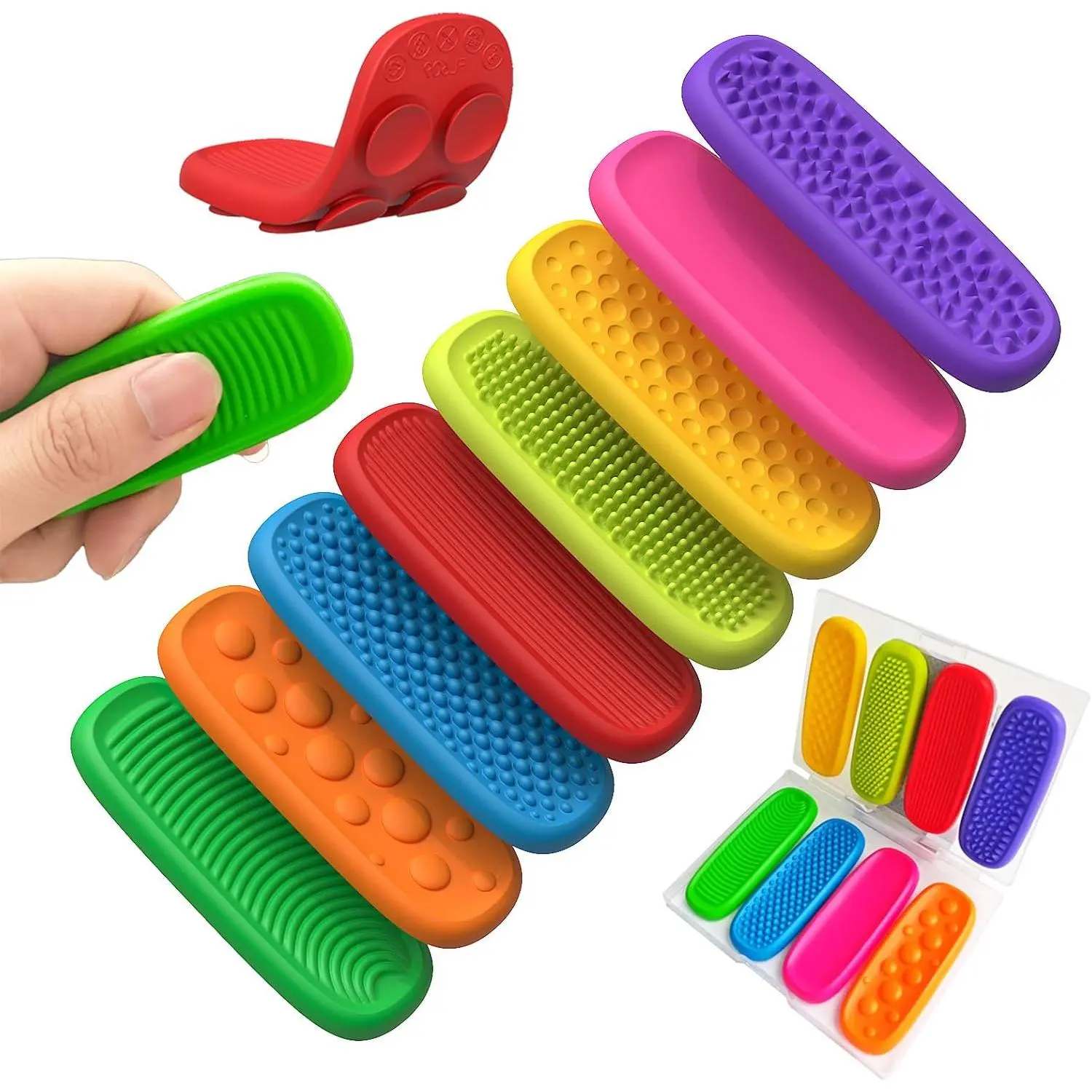 Fidget Toys Worry Stones & Calm Strips - 8 Pack Sensory Toys for Kids with Autism, Quiet Fidgets for Classroom Treasure Box Prize, Texture Suction Toys for Autistic Kids 5-7 8-12fidget toys