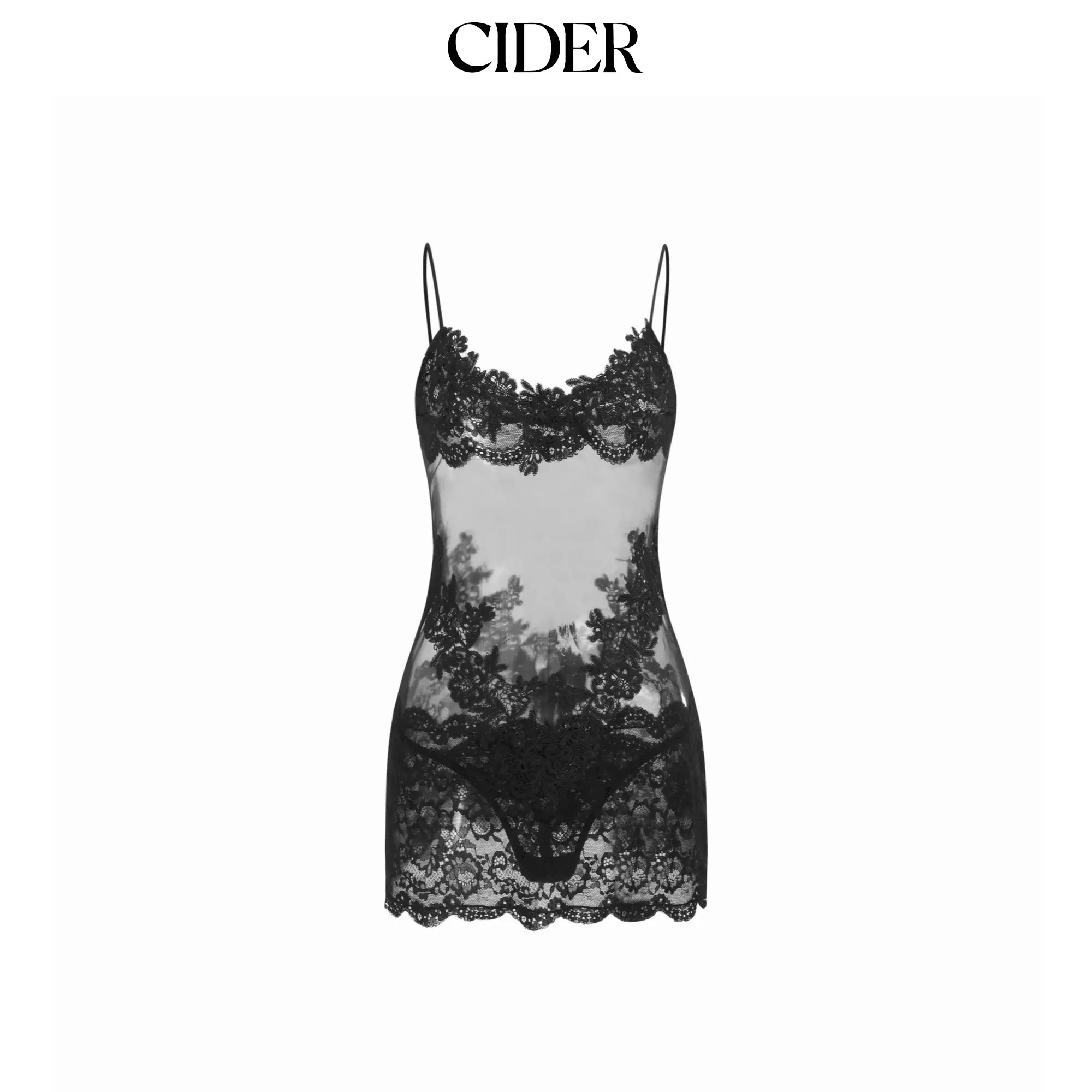 Cider V-neck Floral Lace Underwire Lingerie With Thong Set