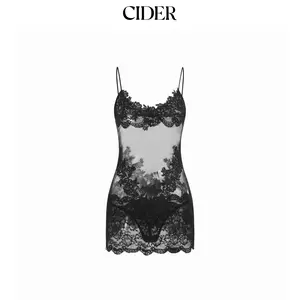 Cider V-neck Floral Lace Underwire Lingerie With Thong Set