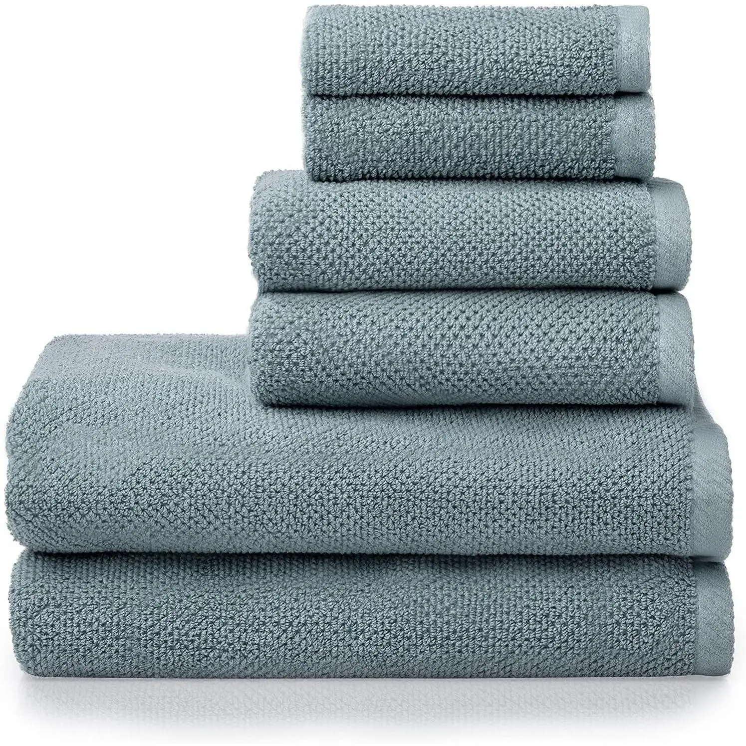 -79458 Popcorn Textured Bath Towels Set, 2 Bath Towels, 2 Hand Towels, 2 Washcloths, 6 Pieces, Blue
