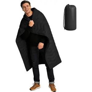 Camping Blanket Ultralight, 3 Season Waterproof & Windproof, Packable Outdoor Blanket for Camping, Hiking, Backpacking, Hammock,Stadium, Picnics(Black)