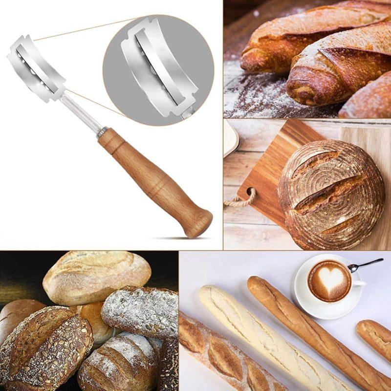2pcs Bread Lame Dough Scoring with Wooden Handle & Wire - Handcrafted Suitable for Sourdough Starter, Bread Slicer for Pastry Making, Professional Baking for, Hobbyists, Bakeries - Wire & Maintenance