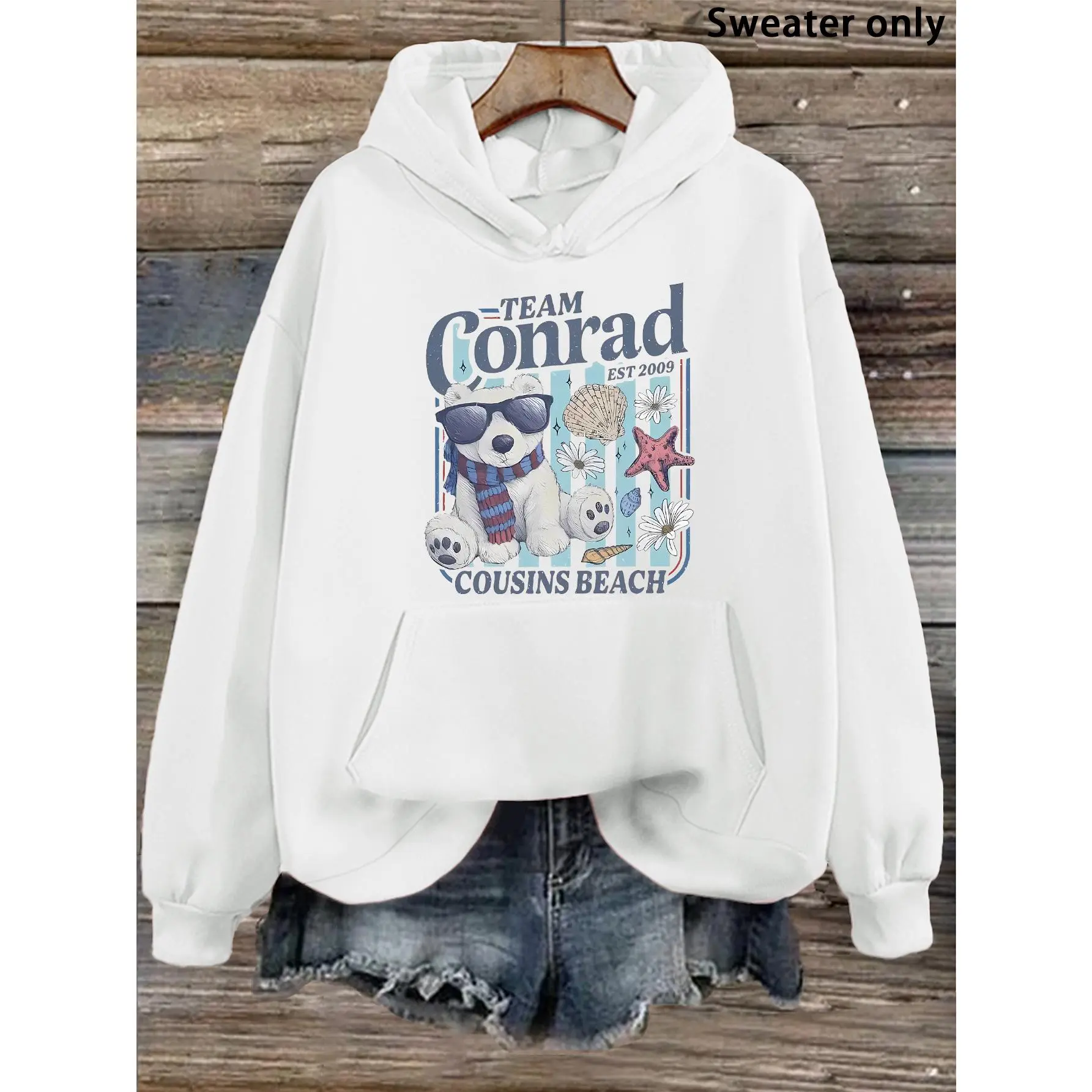 Casual Hoodie for Women - Team Conrad Beach-Themed Sweatshirt, Stylish And Comfortable, Ideal for Summer, a Distinctive Gift Suggestion