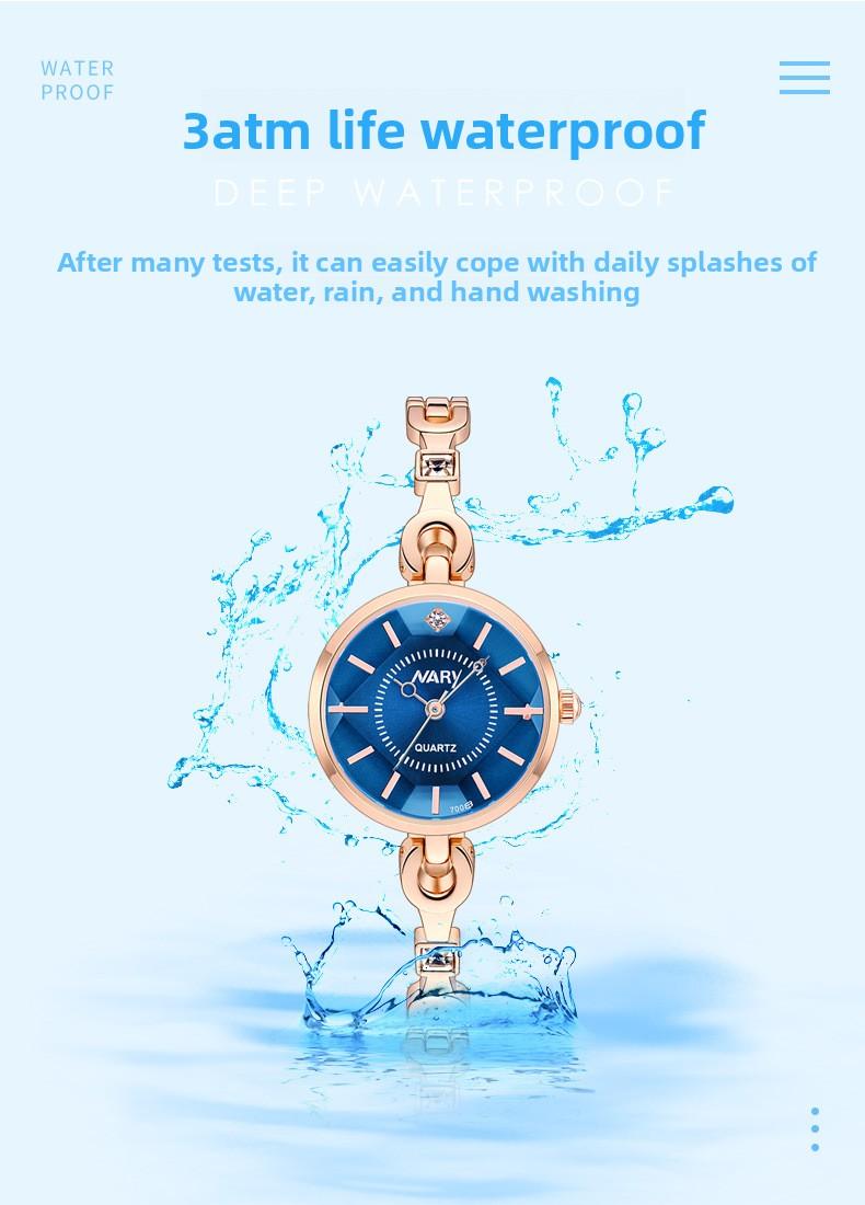 Women's Luxury Rose Gold Bangle Quartz Watch - Blue Dial with Crystal Accents, Jewelry Clasp, Water Resistant, Elegant Casual Wristwatch for Students, Perfect Gift for HerLadies'