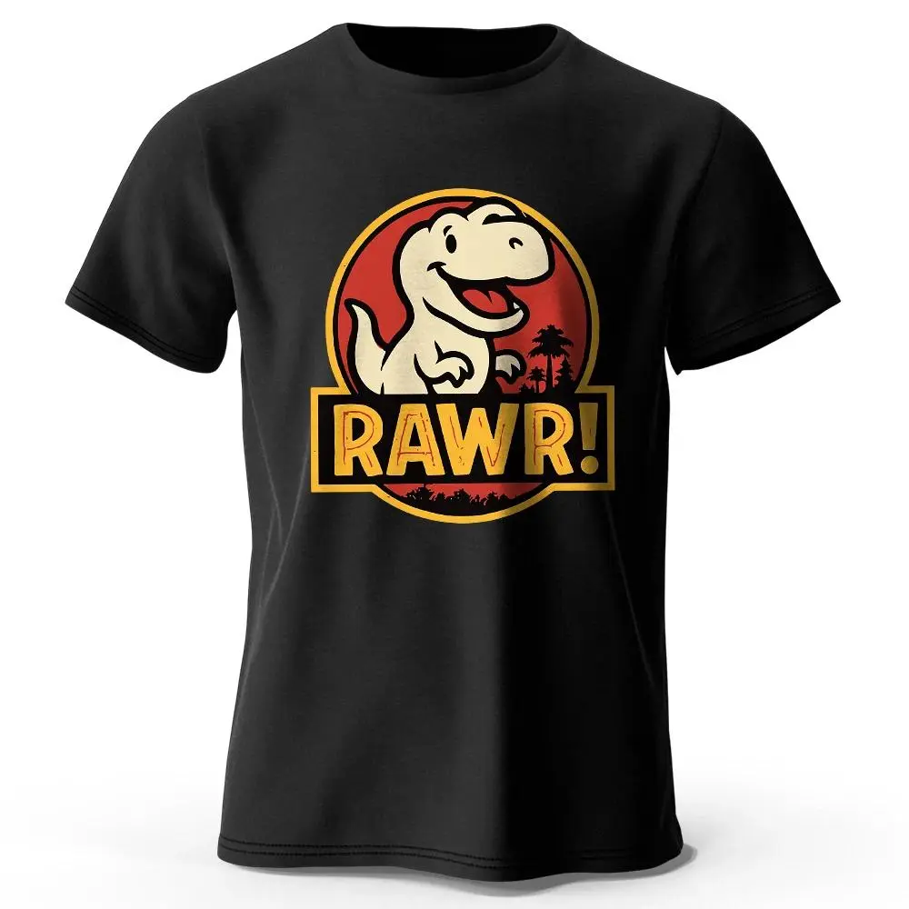 Men's Oversized Kawaii Dinosaur Graphic T-Shirt, Short Sleeve Streetwear in a Breathable Polyester-Cotton Blend for Summer, Tshirt, Casual, Fitness