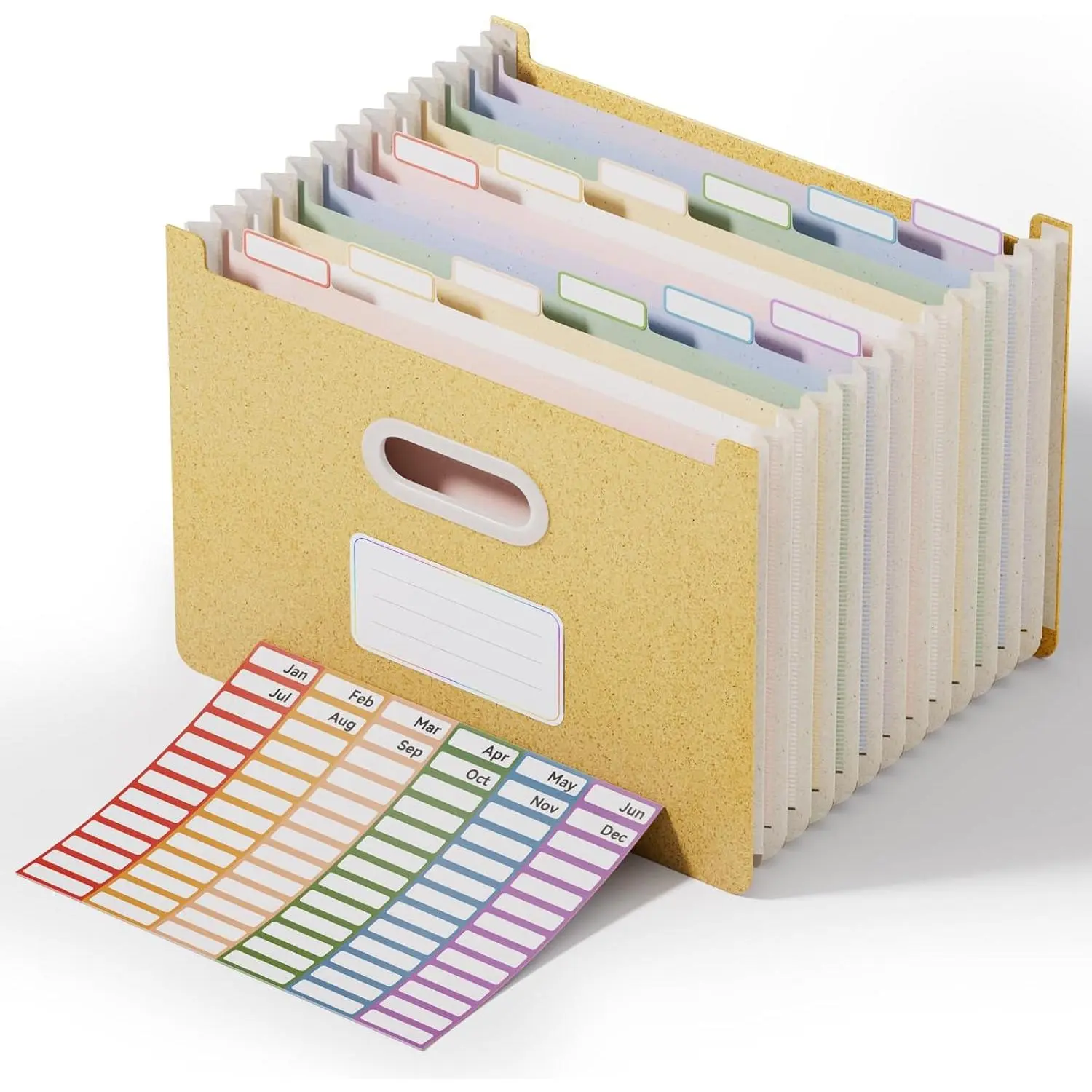 12-Pocket Accordion File Organizer, Upright Open Top, Letter/A4 | Large Capacity Wheat Straw File Folders, File Organizer for Taxes, Bills,  Records, School, Office-Wheat Yellow
