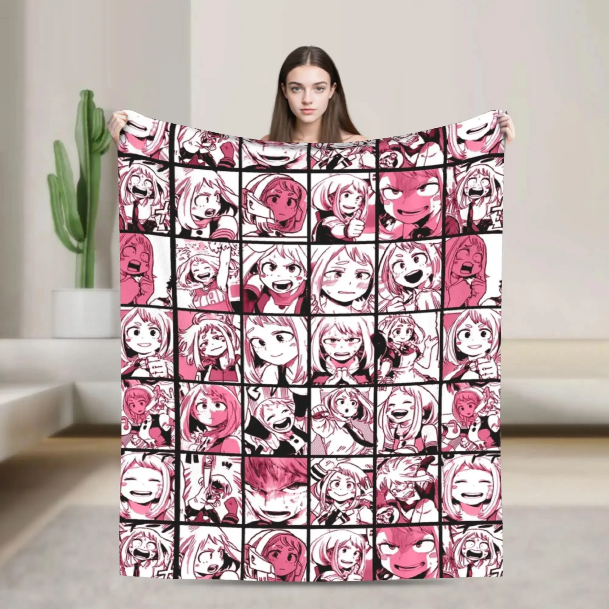 Uraraka Ochako Anime Flannel Throw Blanket Soft Cozy My Hero Academia Collection