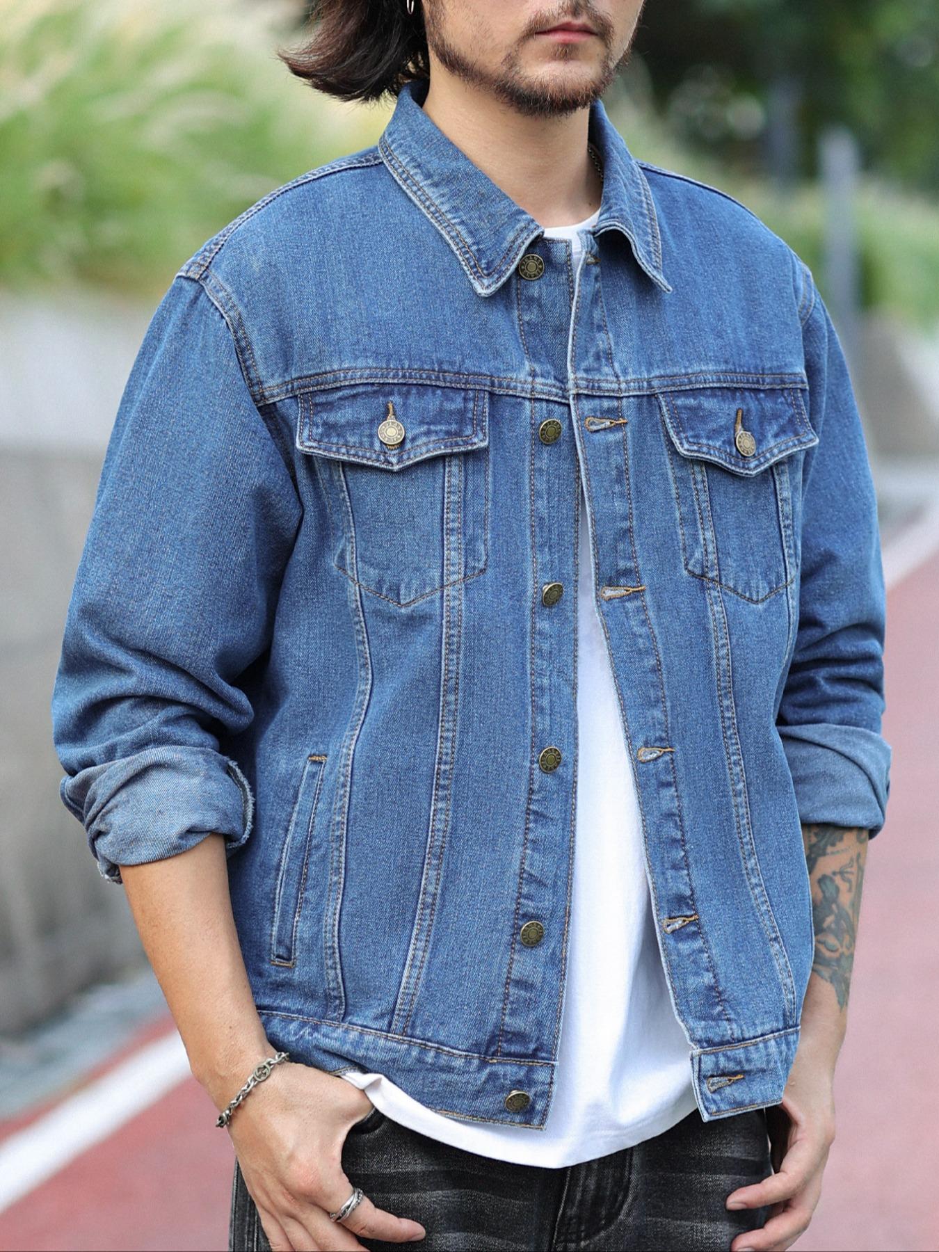 Men's Denim Jacket Coat, Casual Fashion Outerwear, Stylish Design for Daily Wear & Outdoor Activities, Perfect Fit for Spring & Fall Seasons