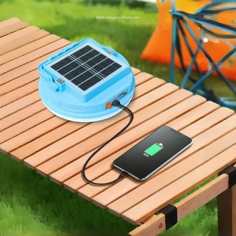 Portable Solar LED Camping Light, 3 Dimming Modes, USB & Solar Charging, Emergency Tent Lamp, Outdoor Hiking Power Source