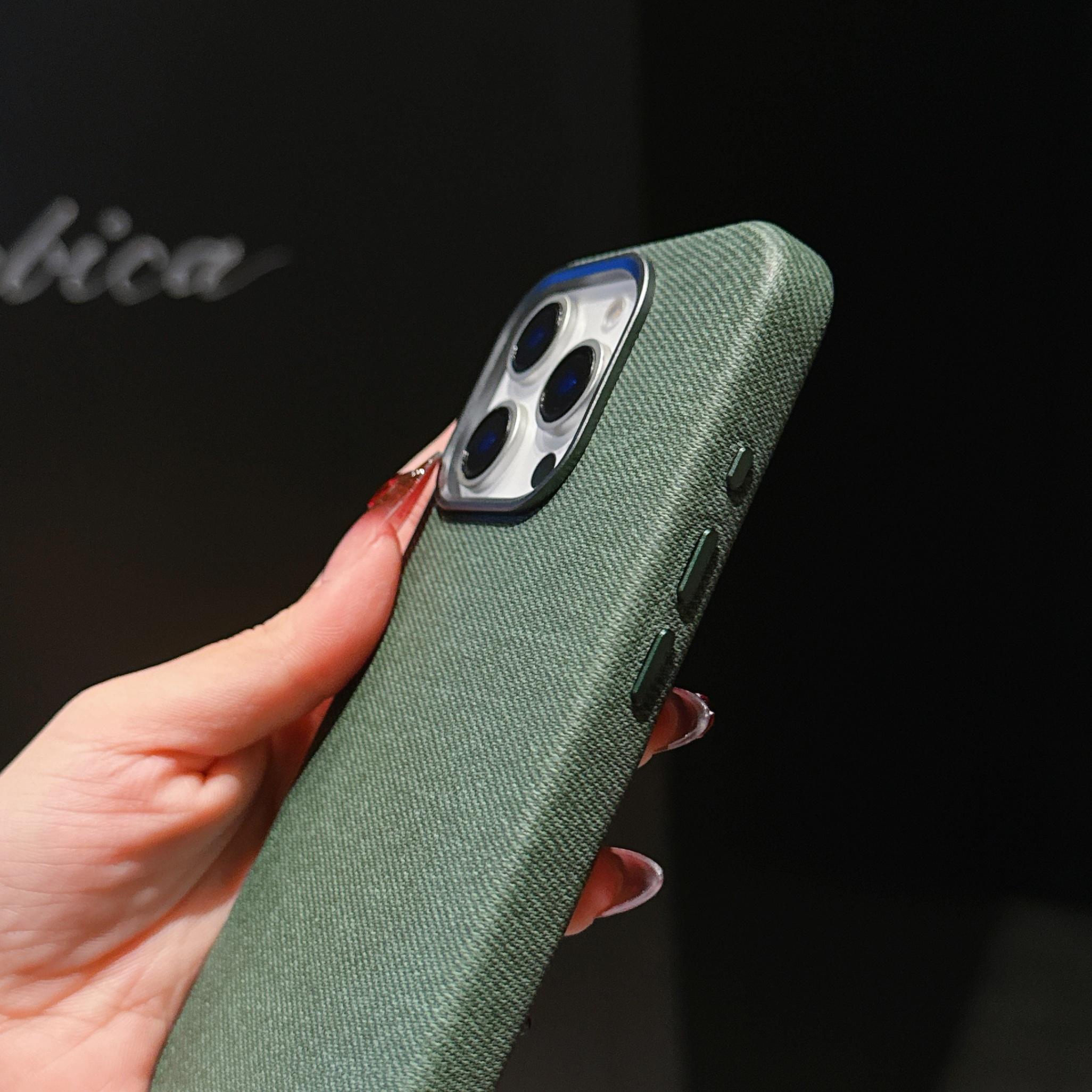 Luxury Denim Texture Leather Case with Magnetic for iPhone 16 Pro Max 15 Pro, Anti-Slip Slim Shockproof Protective Cover for Men Women