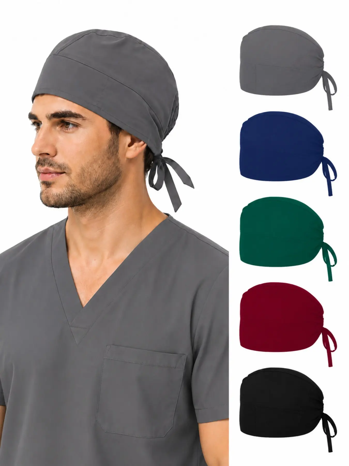 Unisex Adjustable Elastic Beanie Hat, Non-Slip Wash Cap, Lightweight Design, Sweat-Absorbing Lining, Ideal for Clinical & Surgical Environments