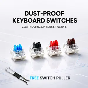 Mechanical Keyboard Switches, Dust-Resistant Clear Housing, 3-Pin Mx-Style Cross Stem, Blue, DIY Gaming Keyboard