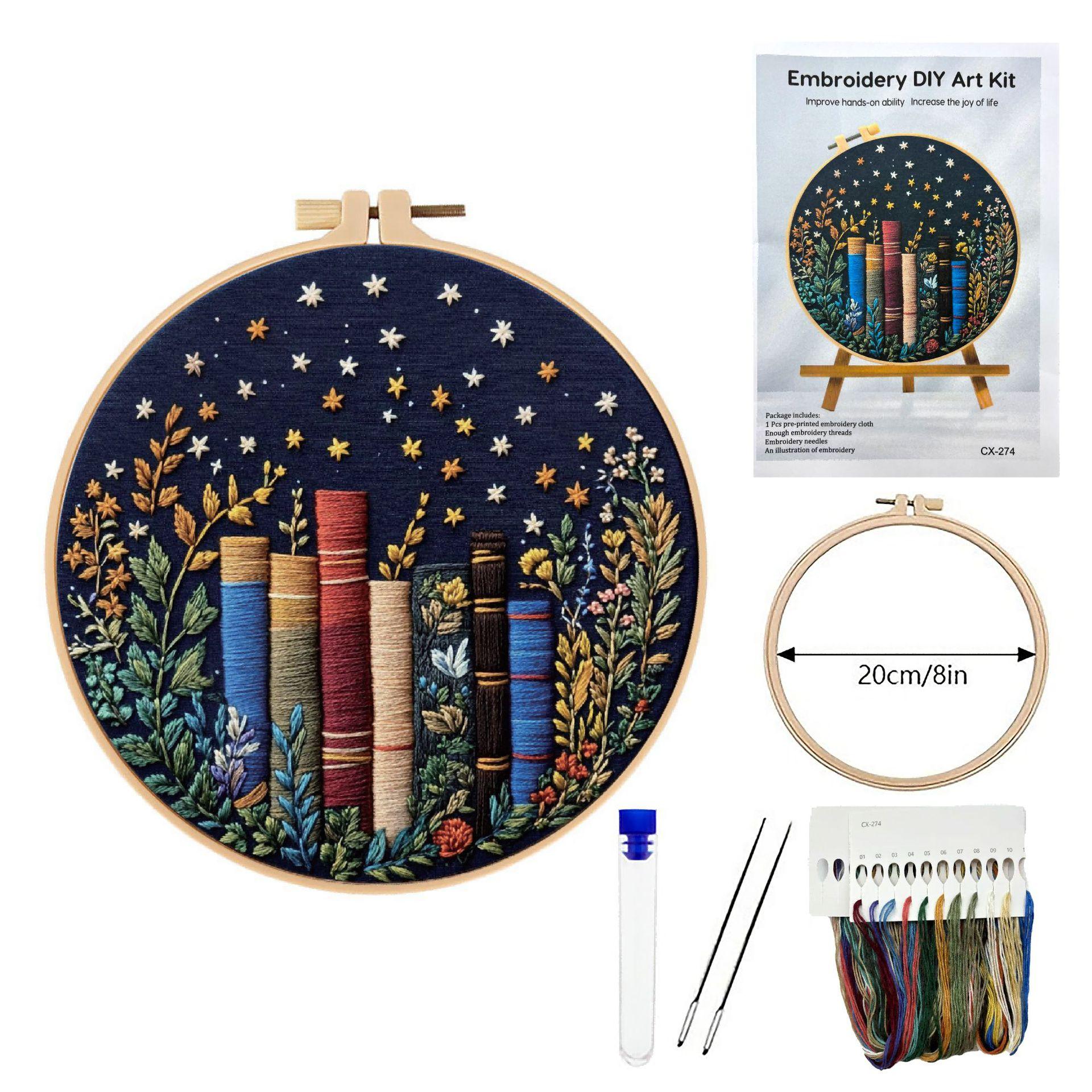 Starry Book Embroidery Kit DIY Needlework Set Materials English Stitch Guide Handmade Craft for Beginners Home Decoration Artistic Gift