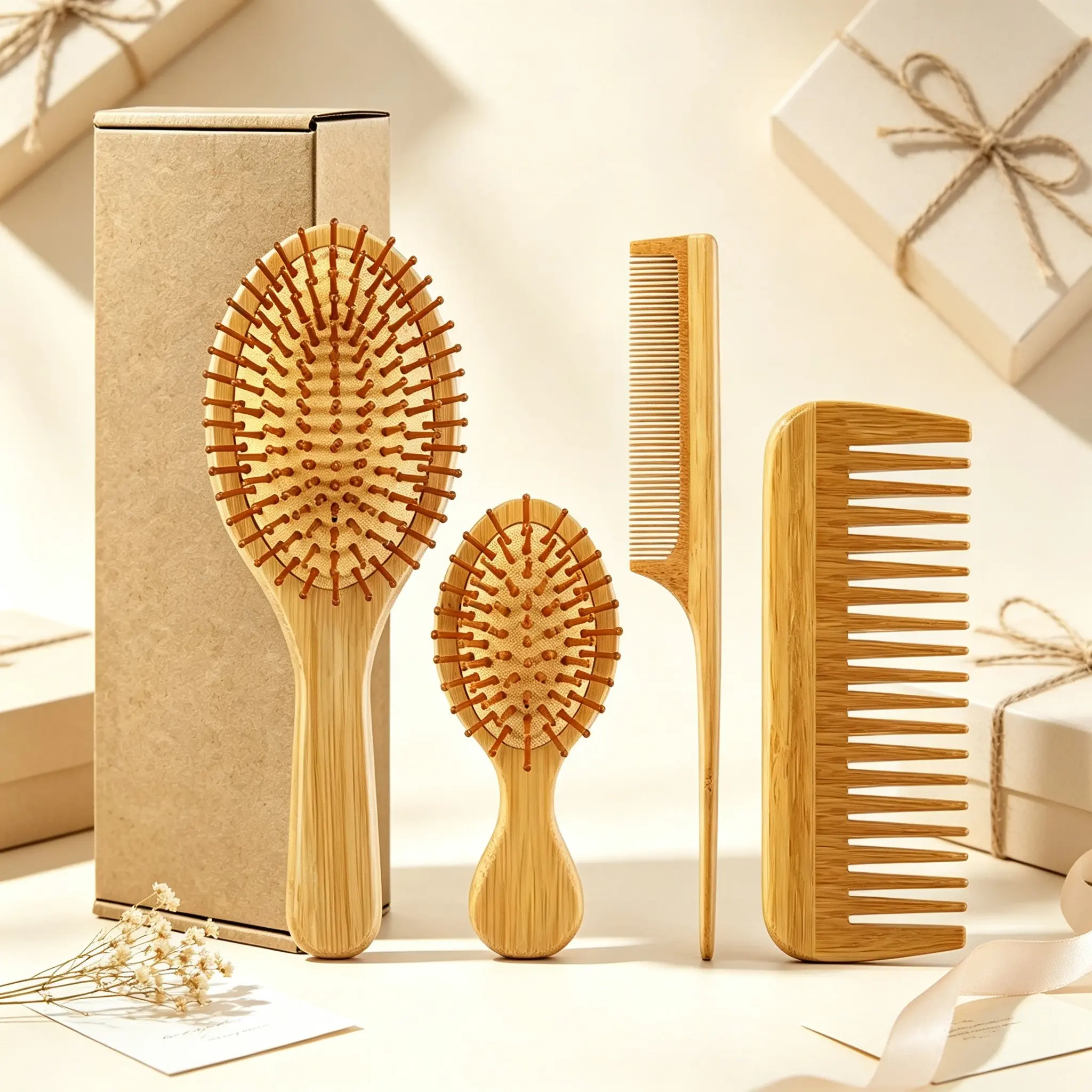 Wooden Hair Brush Improve Hair Growth Wood Hairbrush Prevent Hair Loss Comb Bamboo Comb Teeth Hairdressing Styling Hair Tools
