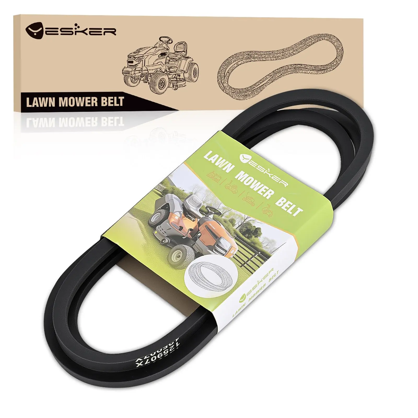 Yesker 125907X Deck Belt - 0.5x90 in Natural Rubber Shock Absorbent Lawn Mower Drive Belt with Aramid Cord for Craftsman Husqvarna AYP Tractors, Replaces OE# 193214 21546076 532125907 532193214 126907X, Father's Day Gift