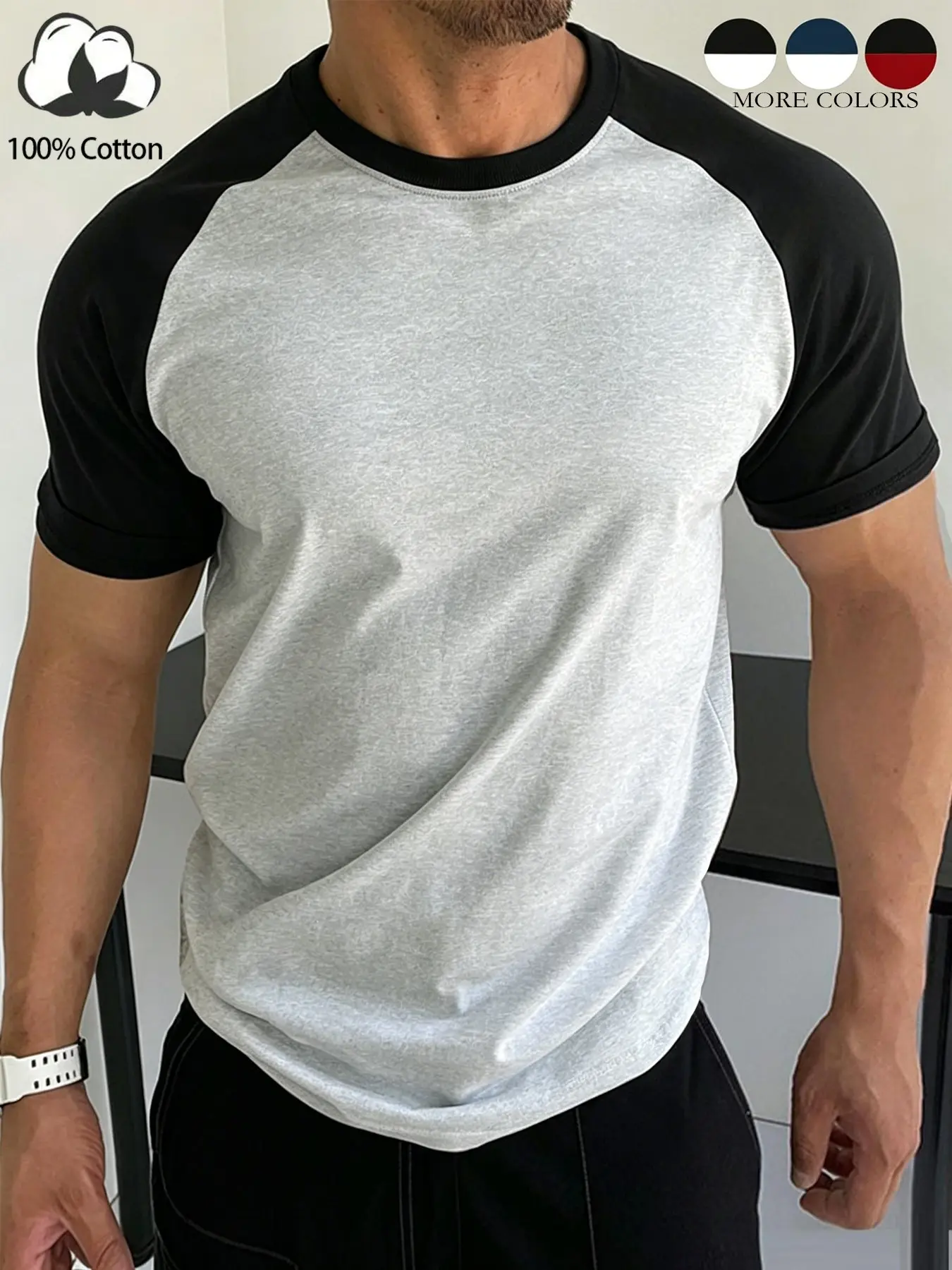 Unisex Color-Block T-Shirt Man Tops for Couples, Stylish and Comfortable Summer Casual Wear, Perfect for School and Daily Outings