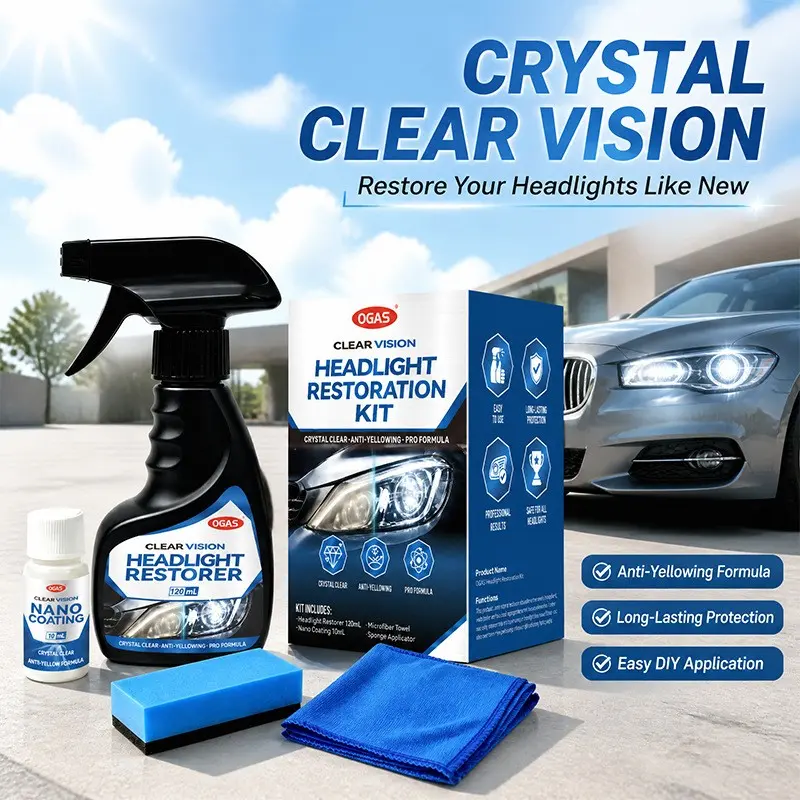 Headlight Restoration Agent, Fixes Yellowing and Scratches, Brightens Headlight Covers, Durable Coating Solution, Easy Application