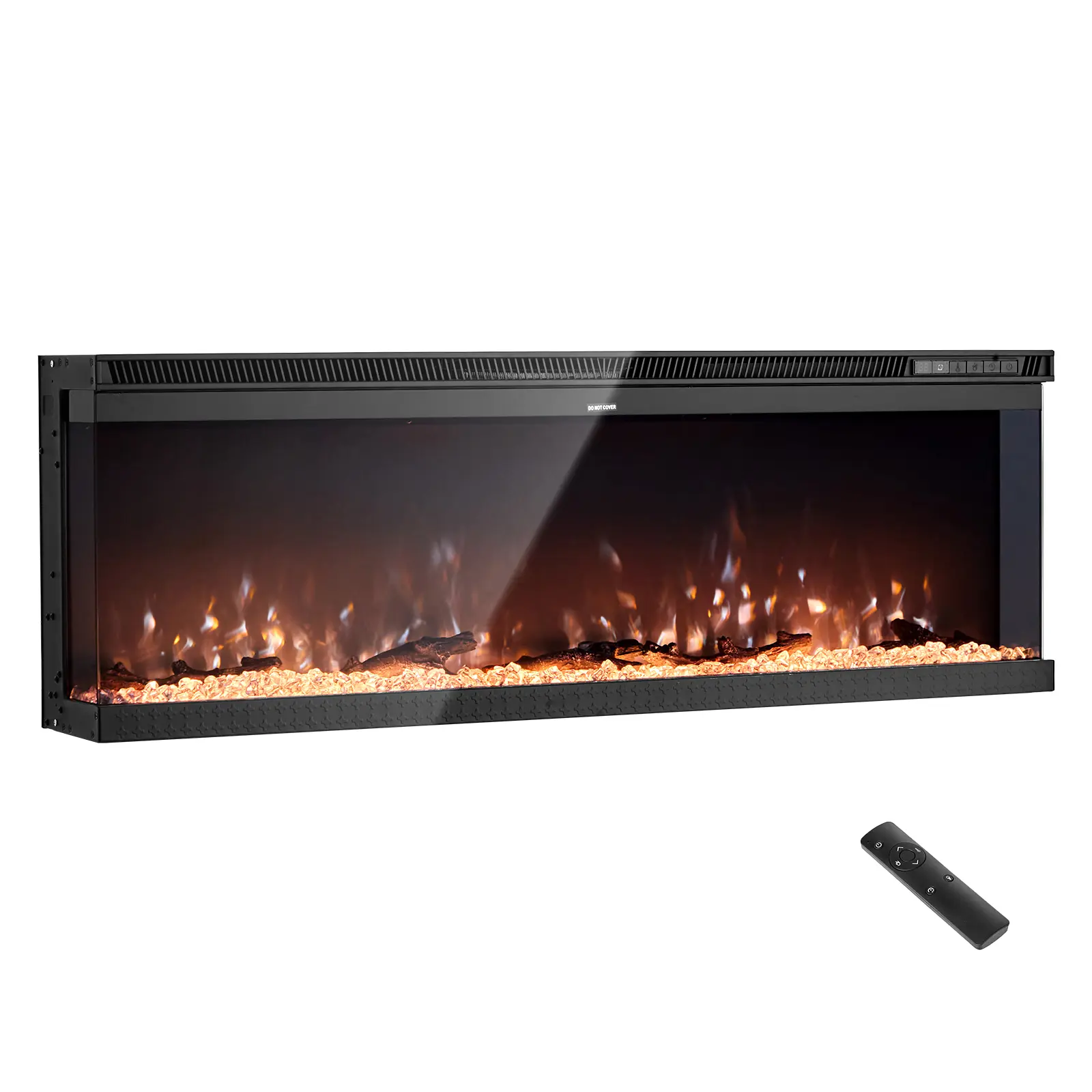 72 inch Electric Fireplace, Three-Sided Glass Wall Mounted Recessed Fire Place with Remote Control, Timer, 1500W, Adjustable Flame Color Brightness, Overheat Protection, for Living Room, Bedroom