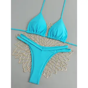 Triangle Bikini Set Printed Biquine Brasileiro Women Swimwear Side String Swimsuit Beach Holiday Bathing Suit Maillot De Bain