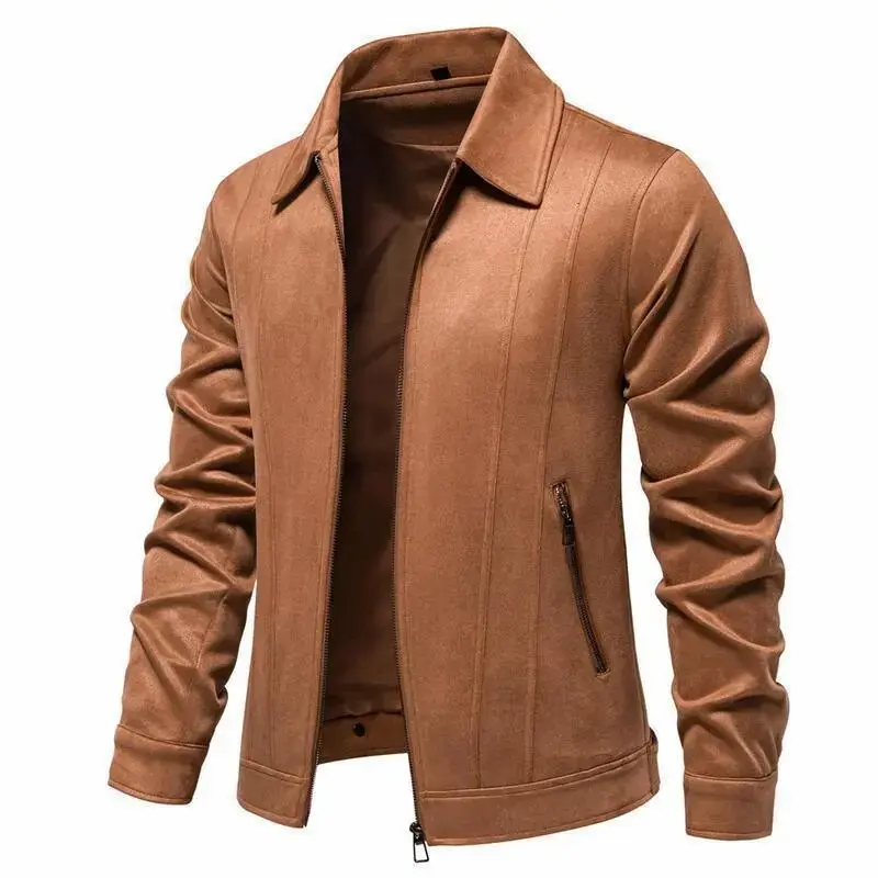 2025 autumn and winter new lapel trendy outdoor men's suede jacket