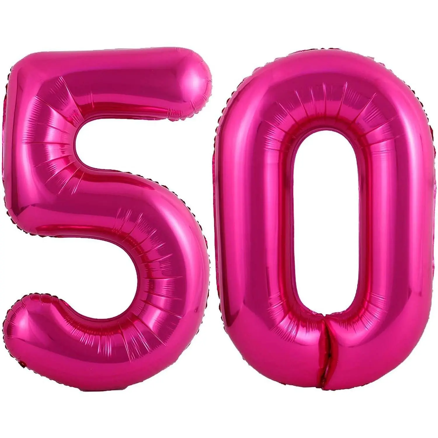 Hot Pink 50 Number Balloons, 40 Inch Giant Number 50 Balloons Foil Mylar Helium Hot Pink Number Balloons for 50th Birthday Party Supplies Anniversary Event Celebration Decorations