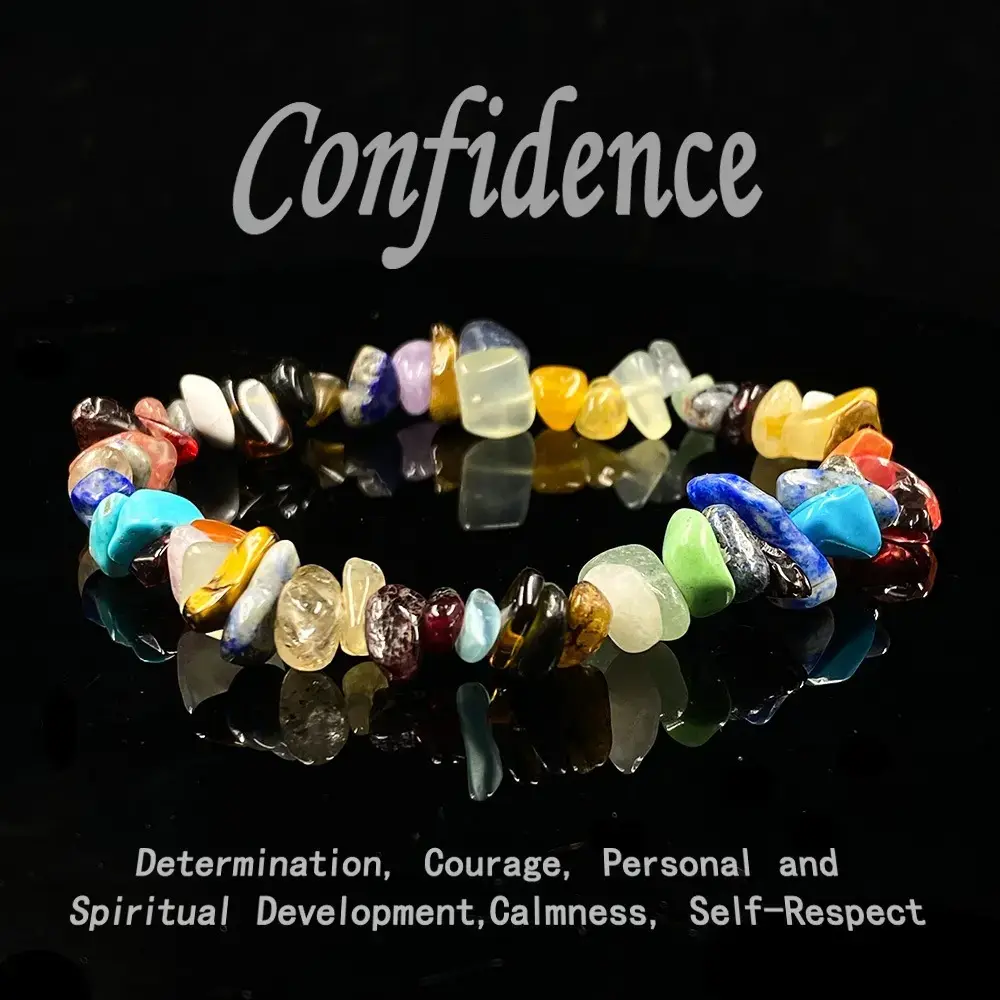 Women's Natural Stone Chip Bracelets - Colorful Crystal Bead Boho Spiritual Jewelry for Daily Casual & Layering Wear (Sports & Outdoor Accessory Complement)