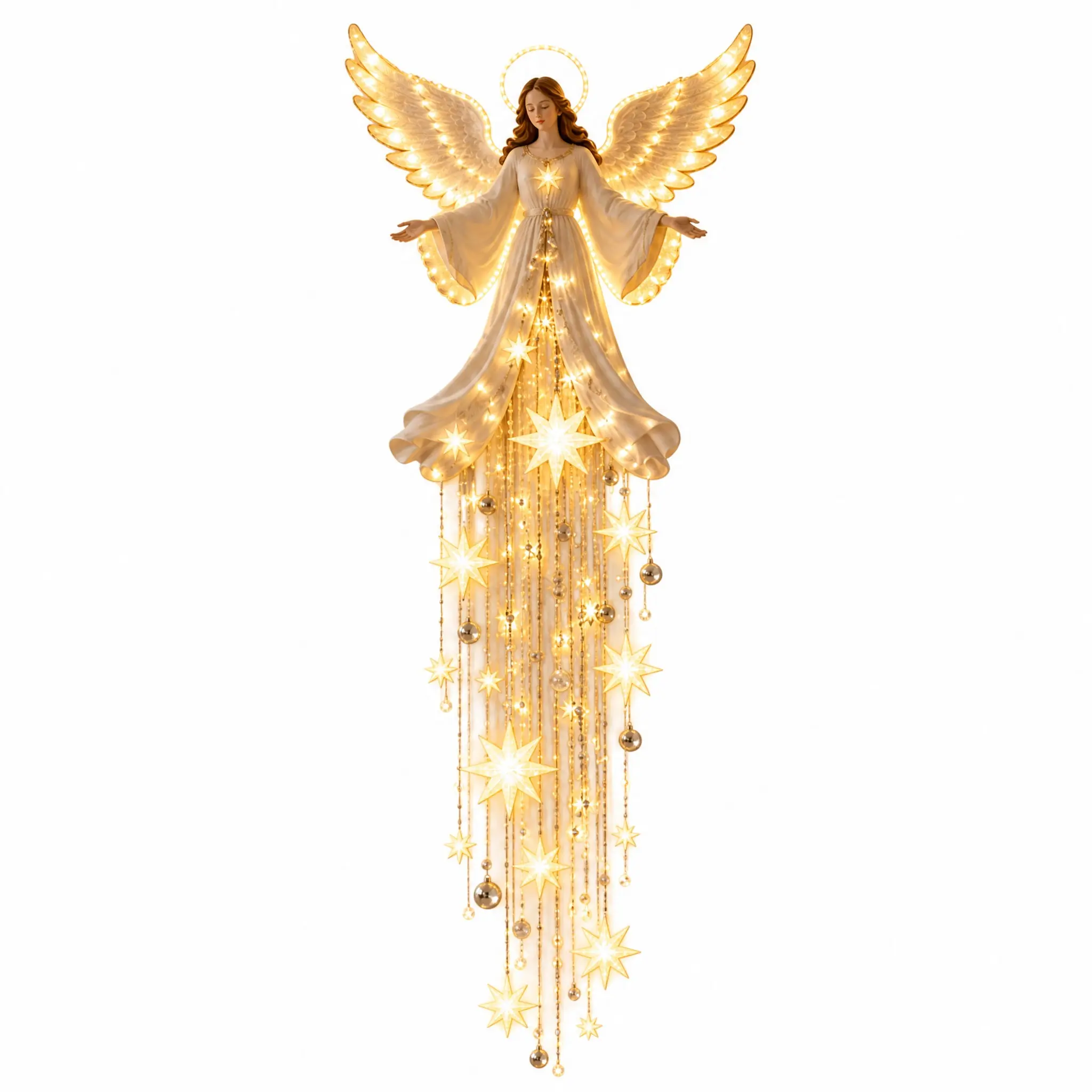 Christmas Angel LED Warm Light Hanging Wall Decor, Elegant Design, Soft Lighting, Multi-Scene Festival Gift, Perfect Holiday Decoration