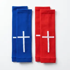 Kids Soccer Shin Guard Sleeves Youth Compression Calf Sleeves with Cross Pattern Shin Guard Holders Leg Support for Boys Girls Toddler Teens Team Sports Football Gear Footless Soccer Socks Athletic Protective Gear Christian Athlete Gift Soccer Accessories
